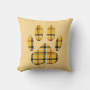 Tartan Dog Paw Print Kissen