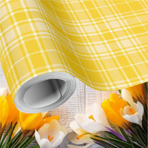 Tartan - Dunkelgelb bis pastellgelb Geschenkpapier