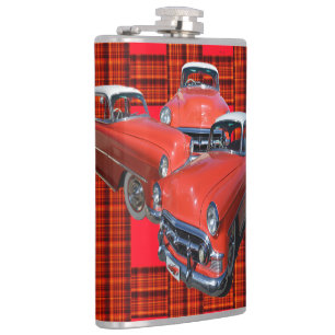 Tartan Elegant rote und weiße Oldtimer, Flachmann