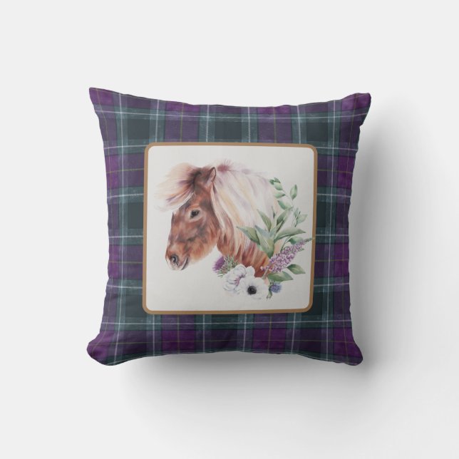 Tartan Floral Horse Kissen (Vorderseite)