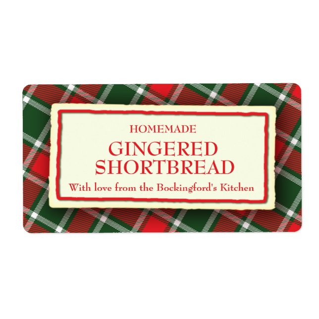 Tartan food étiquette Shortbread ajoutez votre nom (Devant)