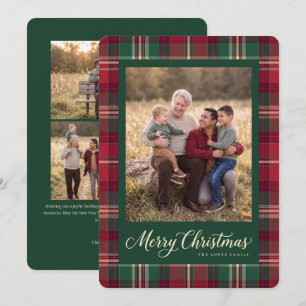 Tartan Frohe Weihnachten Familien-Fotokarte