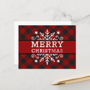 Tartan Frohe Weihnachten Schneeflocke Postkarte