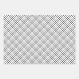 Tartan Gray White Pattern Elegant Geschenkpapier Set