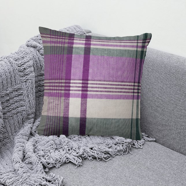 Tartan gris violet Plaid Coussin (Créateur téléchargé)