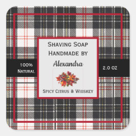 Tartan Handmade Shave Seifenproduktkennzeichnung Quadratischer Aufkleber