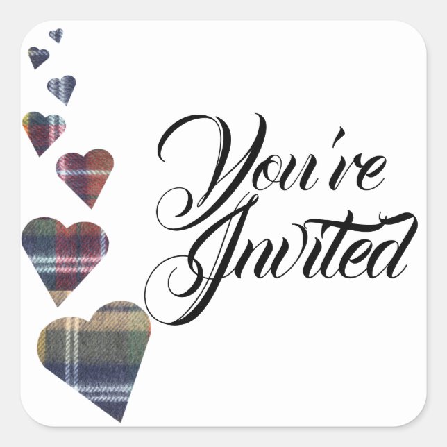 Tartan Heart Umschlag Aufkleber Stickers (Vorderseite)