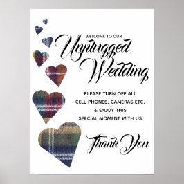 Tartan Heart Unplugged Wedding Sign Poster