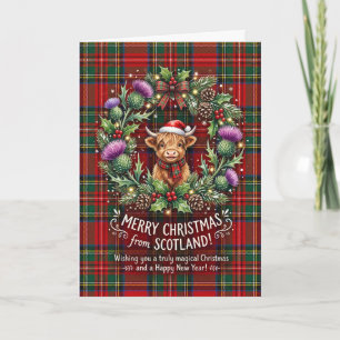 Tartan Highland Cow Weihnachtskarte Karte