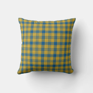 Tartan Hintergrund, blau und gelb, Kissen