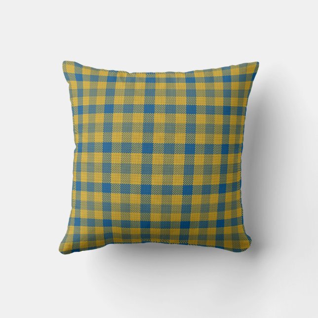 Tartan Hintergrund, blau und gelb, Kissen (Rückseite)