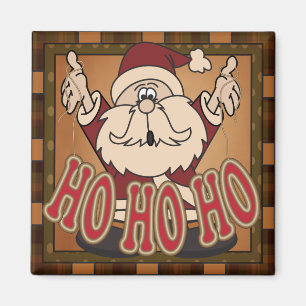 Tartan Ho Ho Ho Weihnachtsmann-Geschenk Magnet
