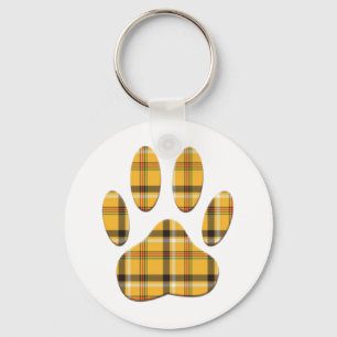 Tartan-Hundepfotenabdruck Schlüsselanhänger