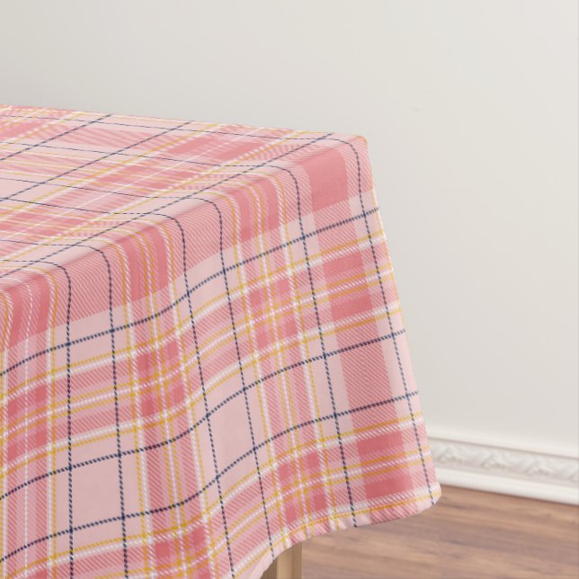 Tartan, in Rosa, Pfirsich, Gelb, Schwarz, Weiß Kar Tischdecke (Beispiel)