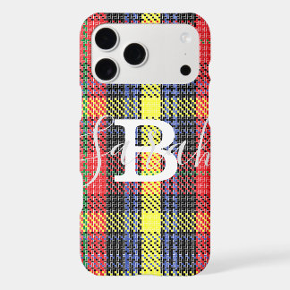 Tartan jaune et rouge À damiers Nom du monogramme