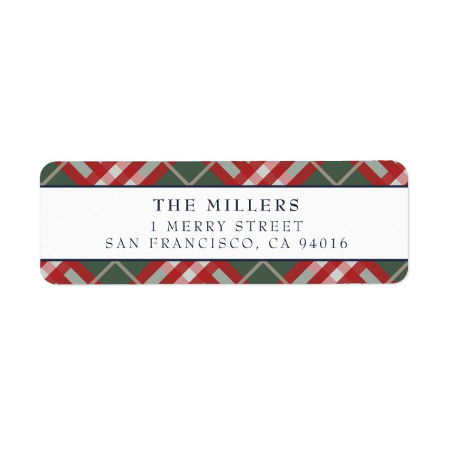 Tartan Kariert Address Labels Weihnachtsfeiertage (Vorne)