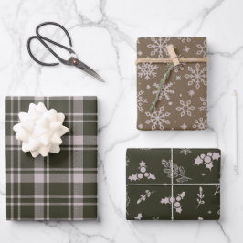 Tartan Kariert Bauernhof Grün und Braun Geschenkpapier Set