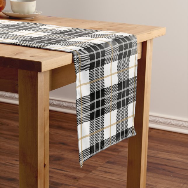 Tartan Kariert Black and Gold Kurzer Tischläufer (Beispiel)