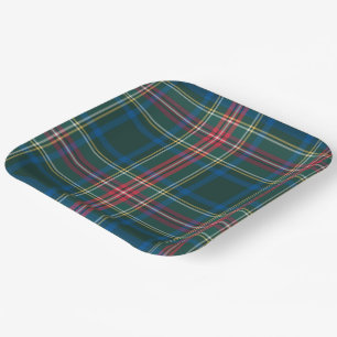 Tartan Kariert Black Green Christmas Festival Pappteller