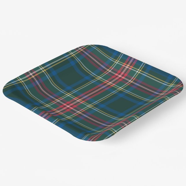 Tartan Kariert Black Green Christmas Festival Pappteller (Gewinkelt)