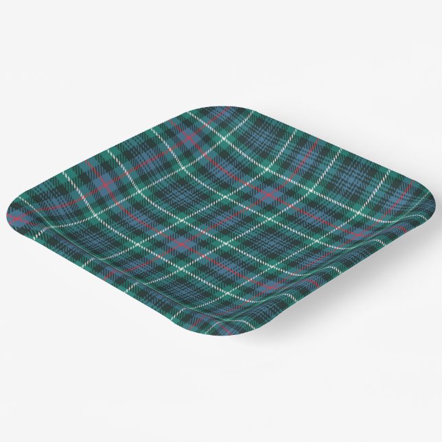 Tartan Kariert Blue Green Christmas Festival Pappteller (Gewinkelt)