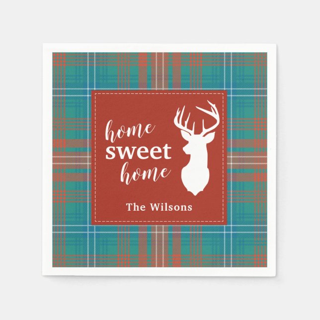 Tartan Kariert Christmas Clan Wilson Personalisier Serviette (Vorderseite)