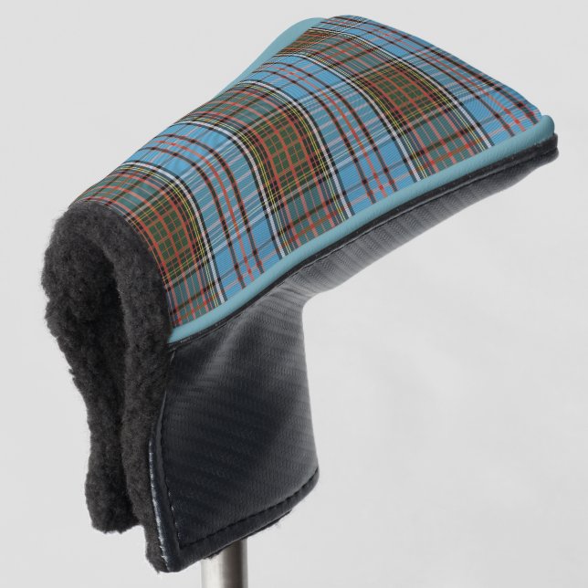 Tartan Kariert Clan Anderson Light Blue Brown Karo Golf Headcover (3/4 Vorderseite)