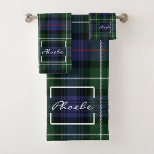 Tartan Kariert Clan MacKenzie Green Lila Karo Badhandtuch Set