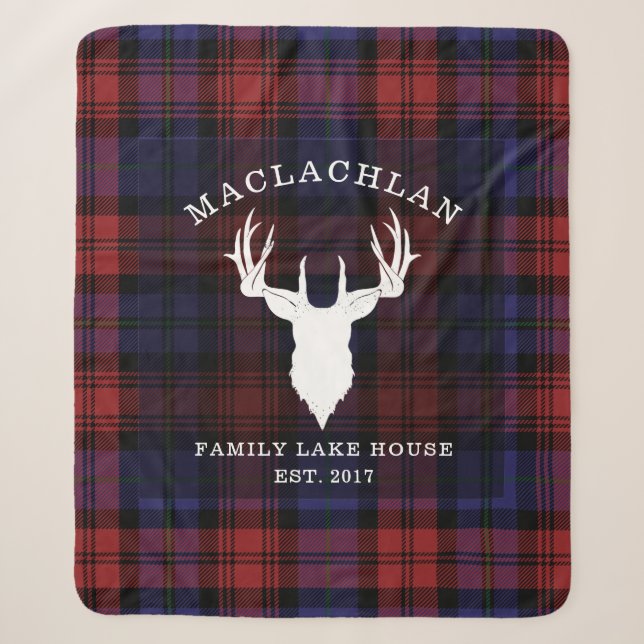 Tartan Kariert Clan MacLachlan Family Lake House Sherpadecke (Vorderseite)