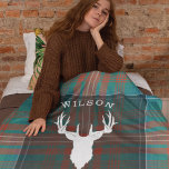 Tartan Kariert Clan Wilson Family Lake House Sherpadecke<br><div class="desc">Familienname,  Standort und Jahr etablierte Wilson Orange Türkis kariert mit Hirschkopf Silhouette Sherpa Blanket</div>