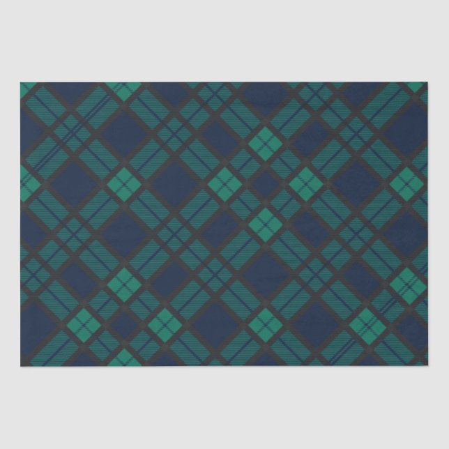 Tartan Kariert Classic Blue Green Seidenpapier (Vorderseite)