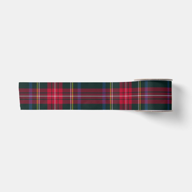 Tartan Kariert Green Red Satinband (Vorderseite)