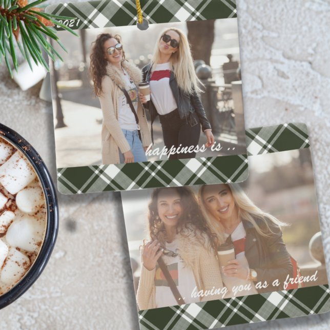 Tartan Kariert Happy is You as Friend 2 Foto Keramikornament (Von Creator hochgeladen)