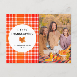 Tartan Kariert   Happy Thanksgiving Herbst Foto Feiertagspostkarte