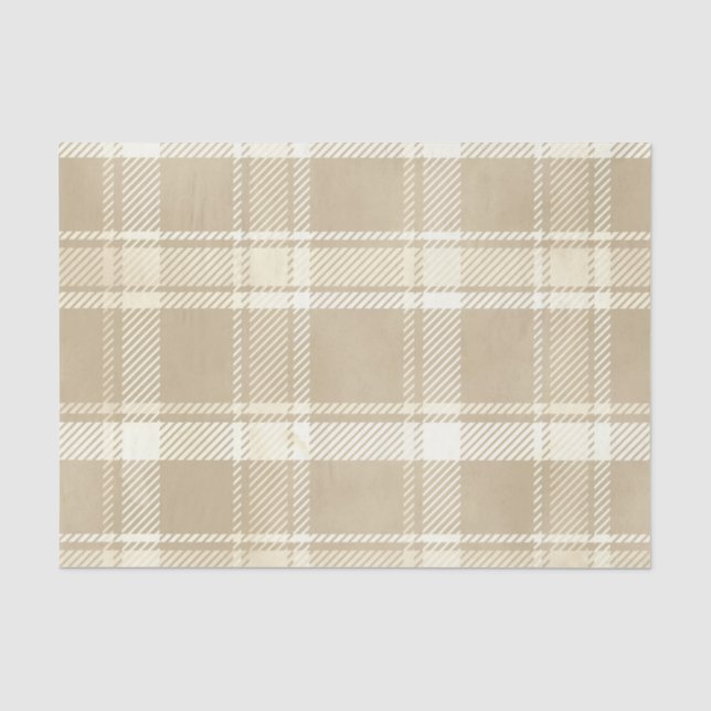 Tartan Kariert in Beige, Creme und Blassgelb Seidenpapier (Vorderseite)