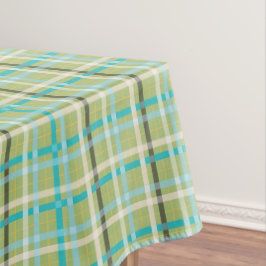 Tartan Kariert in Grün, Aqua, Schwarz, Creme, Gelb Tischdecke