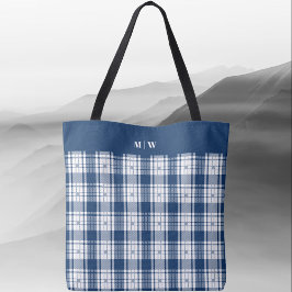 Tartan Kariert - Navy Blue und White Tasche