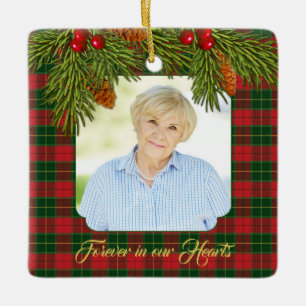 Tartan Kariert Pine Boughs Gedenkstätte Foto Weih Keramikornament