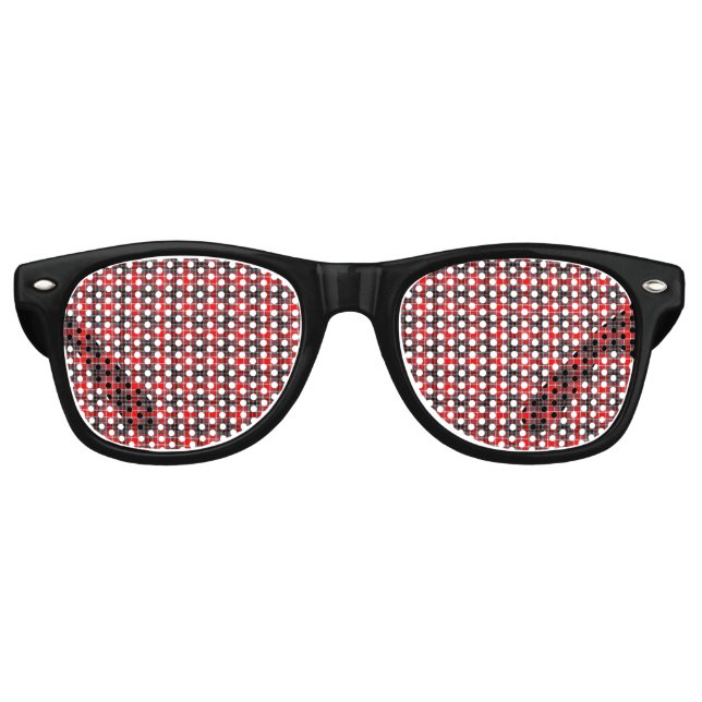 Tartan Kariert Red, Black & White No. 62 Partybrille (Vorderseite)