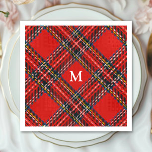 Tartan Kariert Red Christmas Monogram Serviette