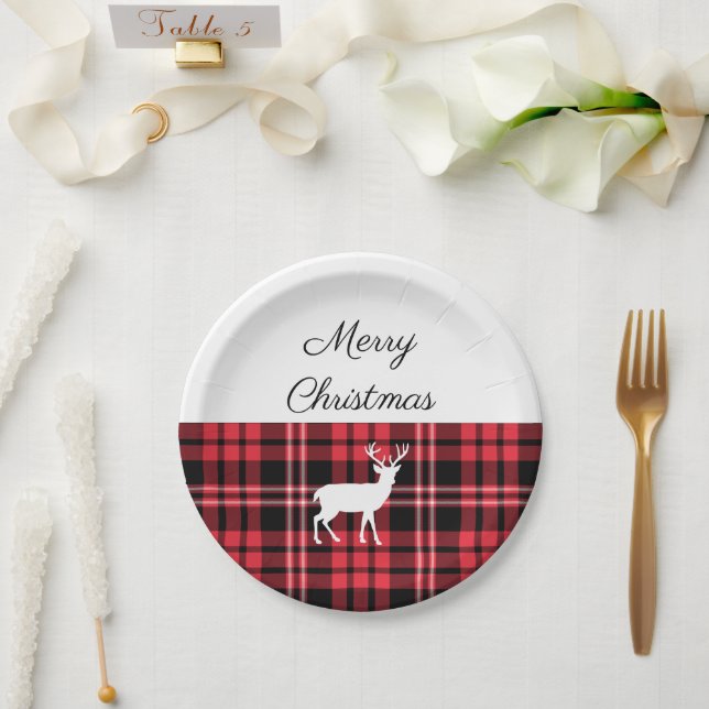 Tartan Kariert Red Christmas White Deh Pappteller (Hochzeit)