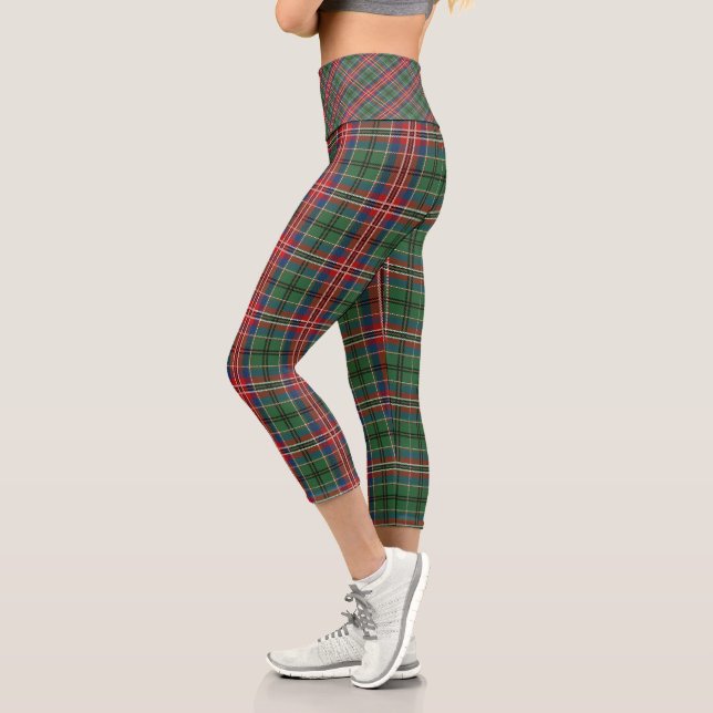 Tartan Kariert Red Green Blue Holiday Capri Leggings (Links)
