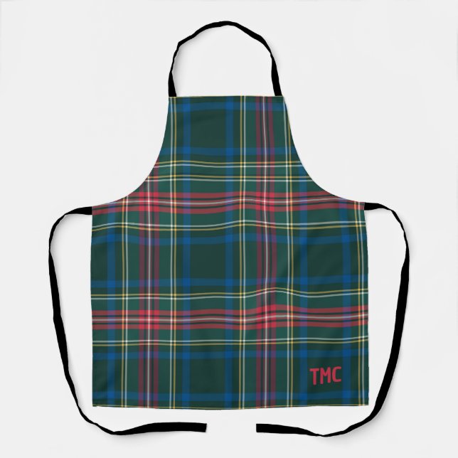 Tartan Kariert Red INITIALS Festival Classic Holid Schürze (Vorderseite)