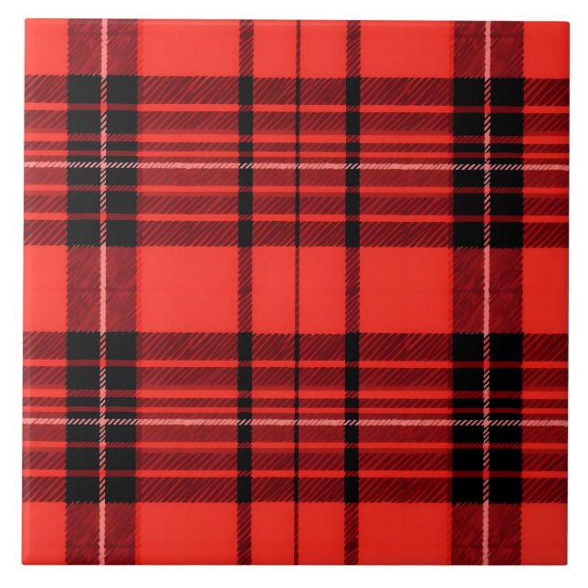 Tartan Kariert Red Traditional Modern Collection Fliese (Vorderseite)