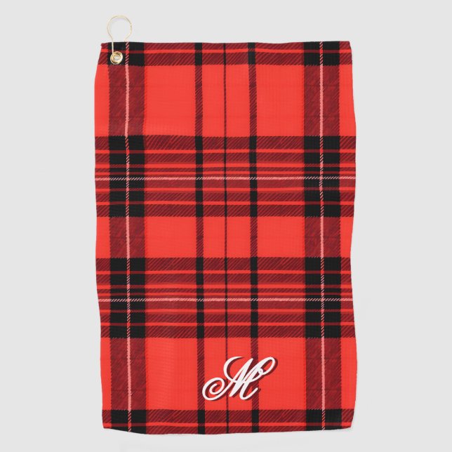 Tartan Kariert Red Traditional Modern Collection Golfhandtuch (Vorderseite)