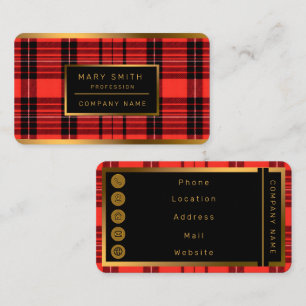 Tartan Kariert Red Traditional Modern Collection Visitenkarte