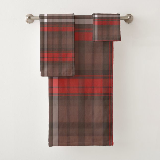 Tartan Kariert Red Traditional Trendy Collection Badhandtuch Set (Insitu)
