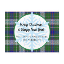 Tartan Kariert und Snowflakes Weihnachtskarte