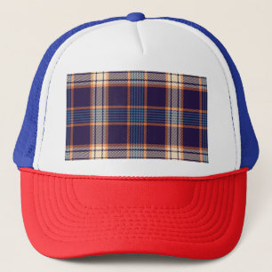 Tartan karierte, farbenfrohe Marinestextur. Truckerkappe