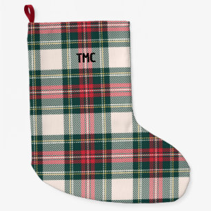 Tartan Karierte INITIALS Festlicher Urlaub Klassis Großer Weihnachtsstrumpf